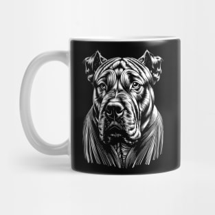 American Bulldog Portrait White on Black Mug